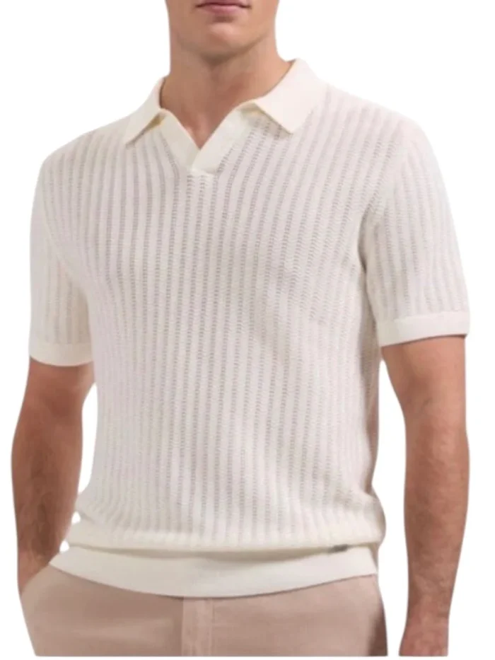 Ekru Ajurlu Triko Polo