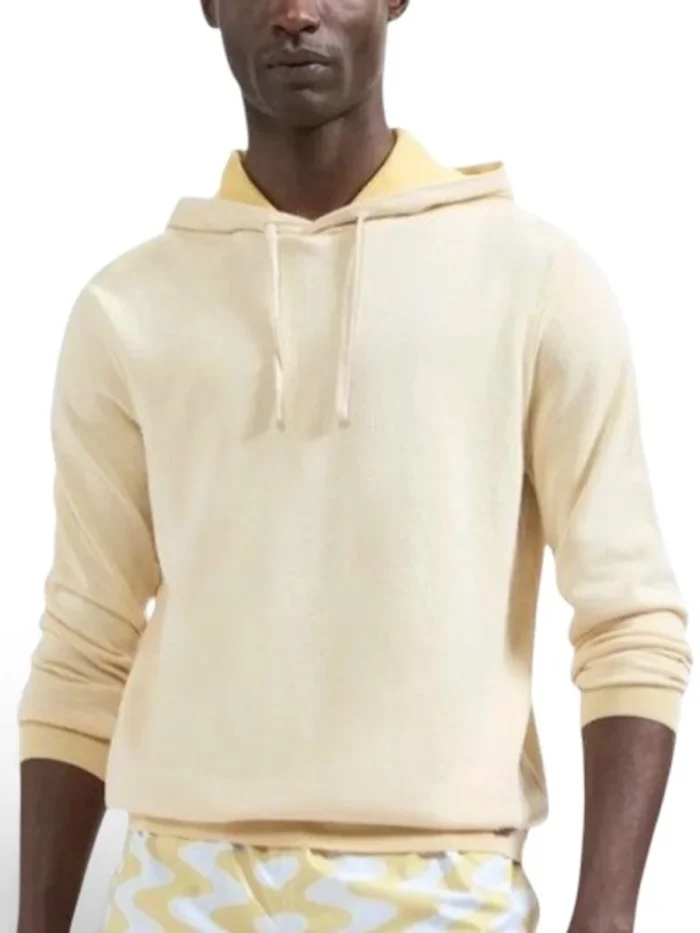 Krem Kapüşonlu Triko Sweatshirt